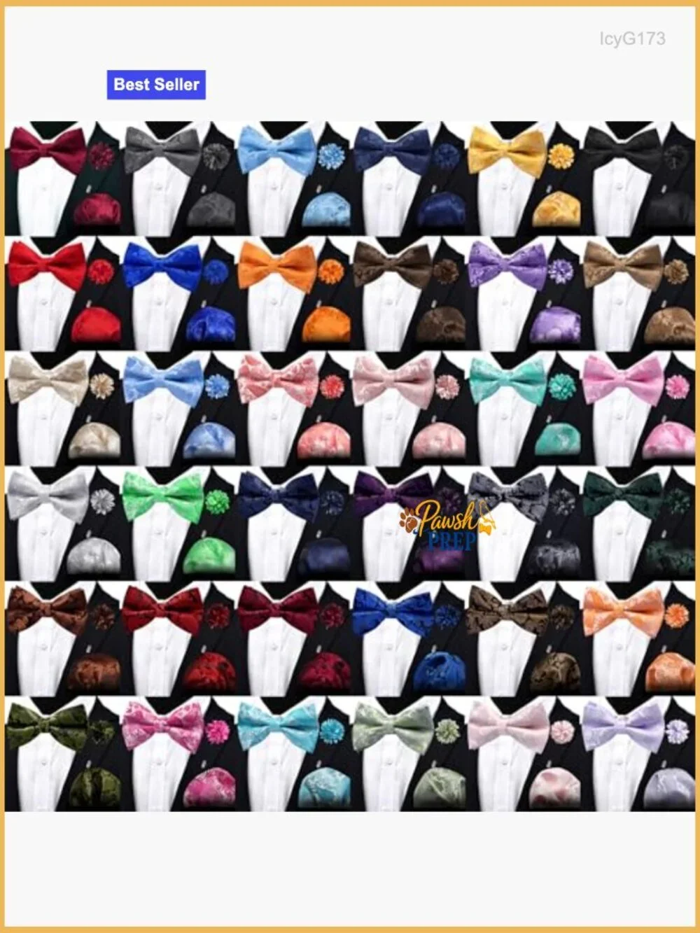 Silk Blend Paisley Bow Tie Pocket Square Lapel Pin Set